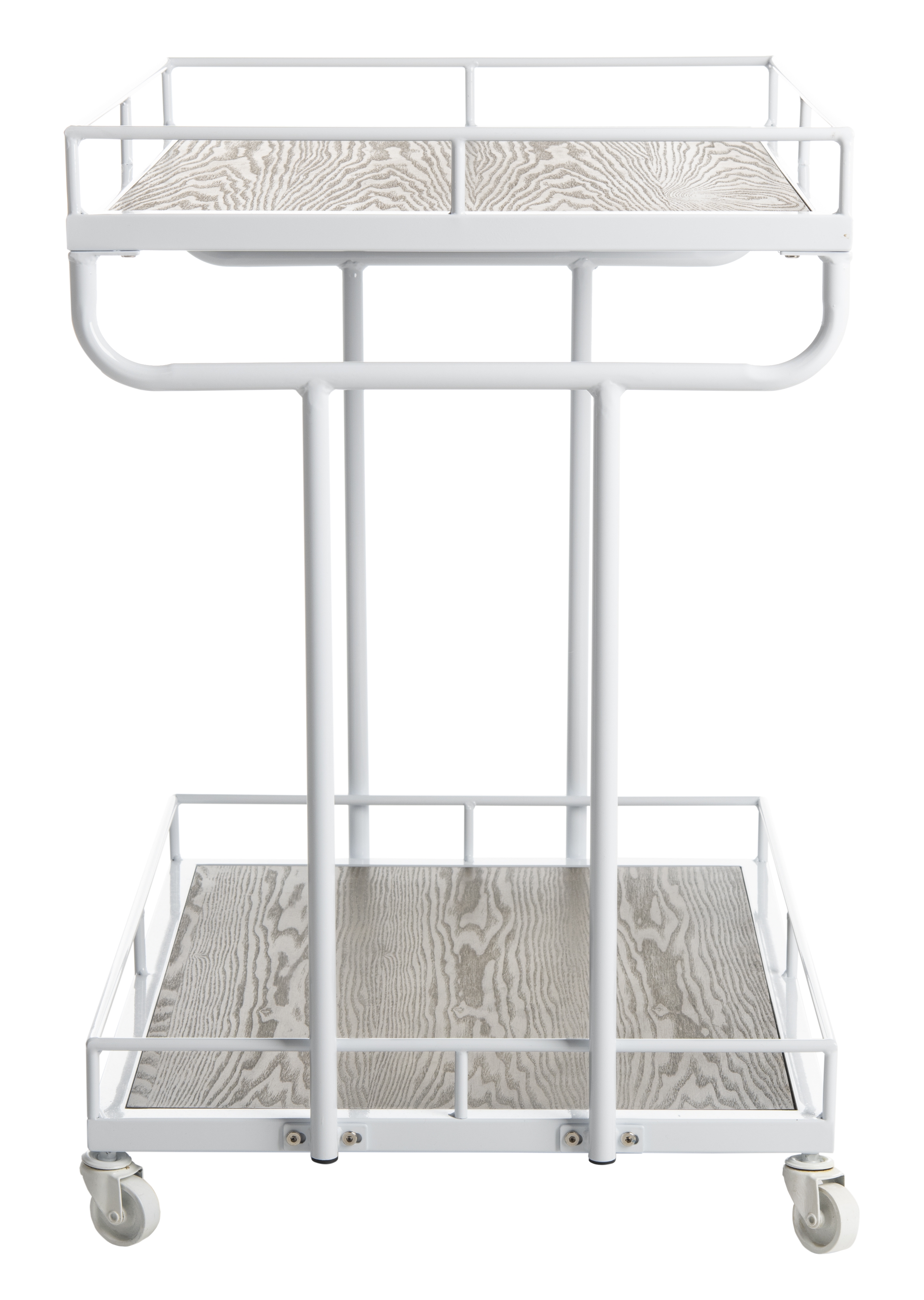 Dawson 2 Tier Rectangle Bar Cart - Rustic Oak/White - Safavieh - Image 2