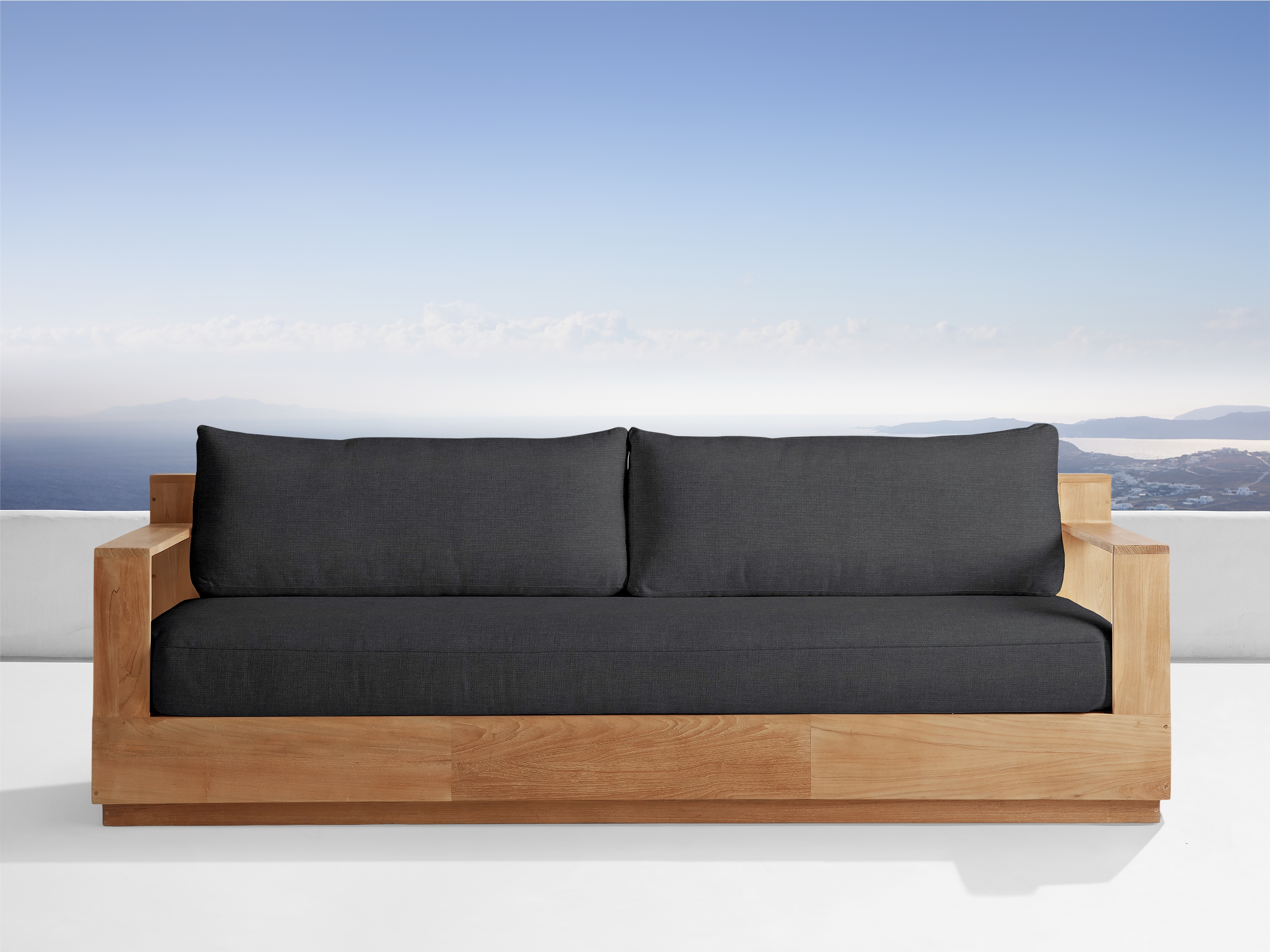 Bal Harbour Outdoor Sofa Teak in Natural  Rosemount Graphite/74" - Image 0