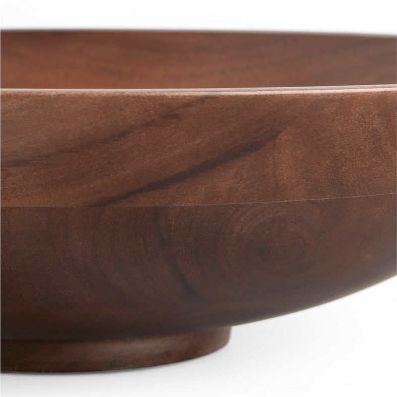 Madeira 14" Walnut-Finished Acacia Wood Salad Serving Bowl - Image 1