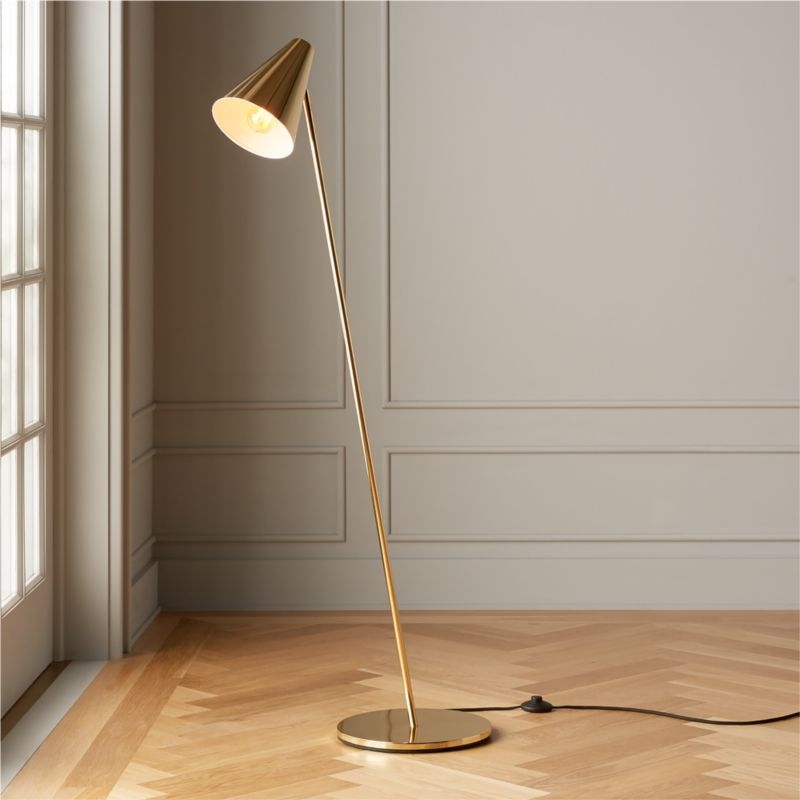 Task Polished Brass Floor Lamp - Image 1