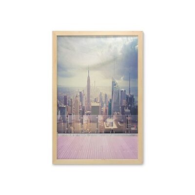 New York City Usa Landscape from Roof Apartment Balcony - Picture Frame Photograph Print on Fabric - Image 0