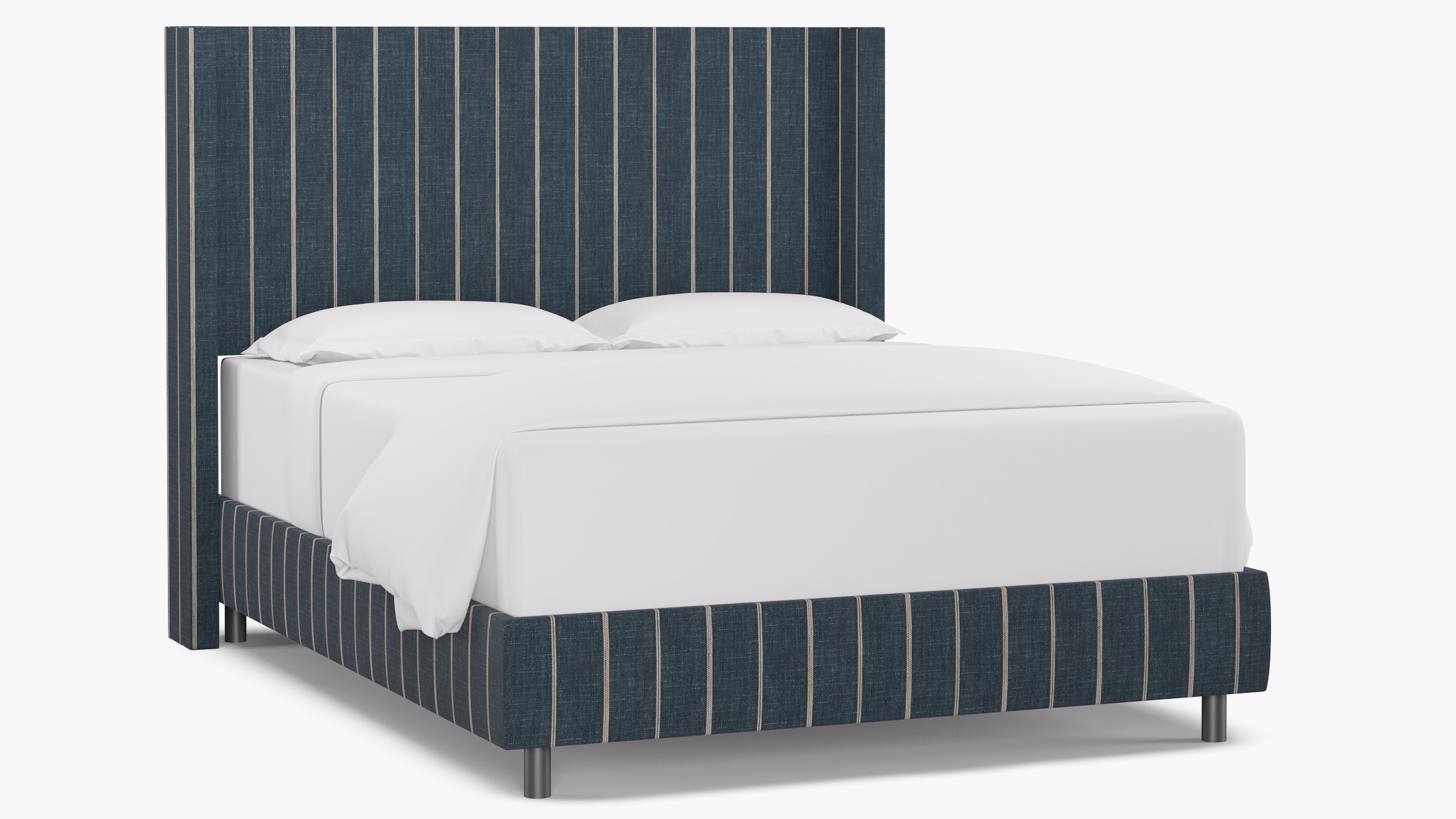 Modern Wingback Bed, Indigo Fritz, Queen - Image 1
