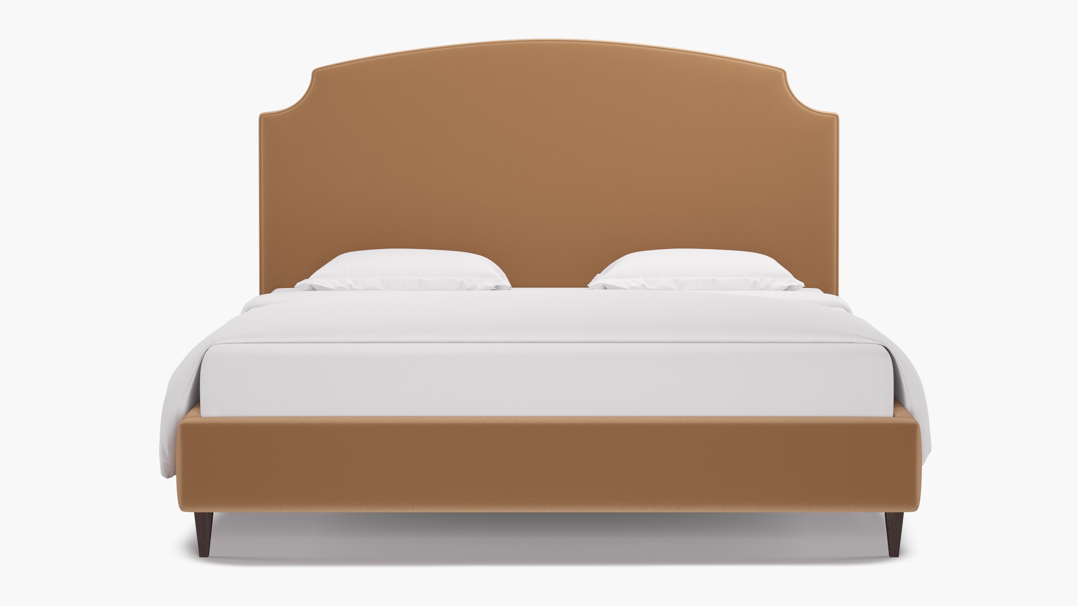 Cove Bed, Camel Performance Plush Velvet, Espresso Square Tapered Leg, King - Image 0