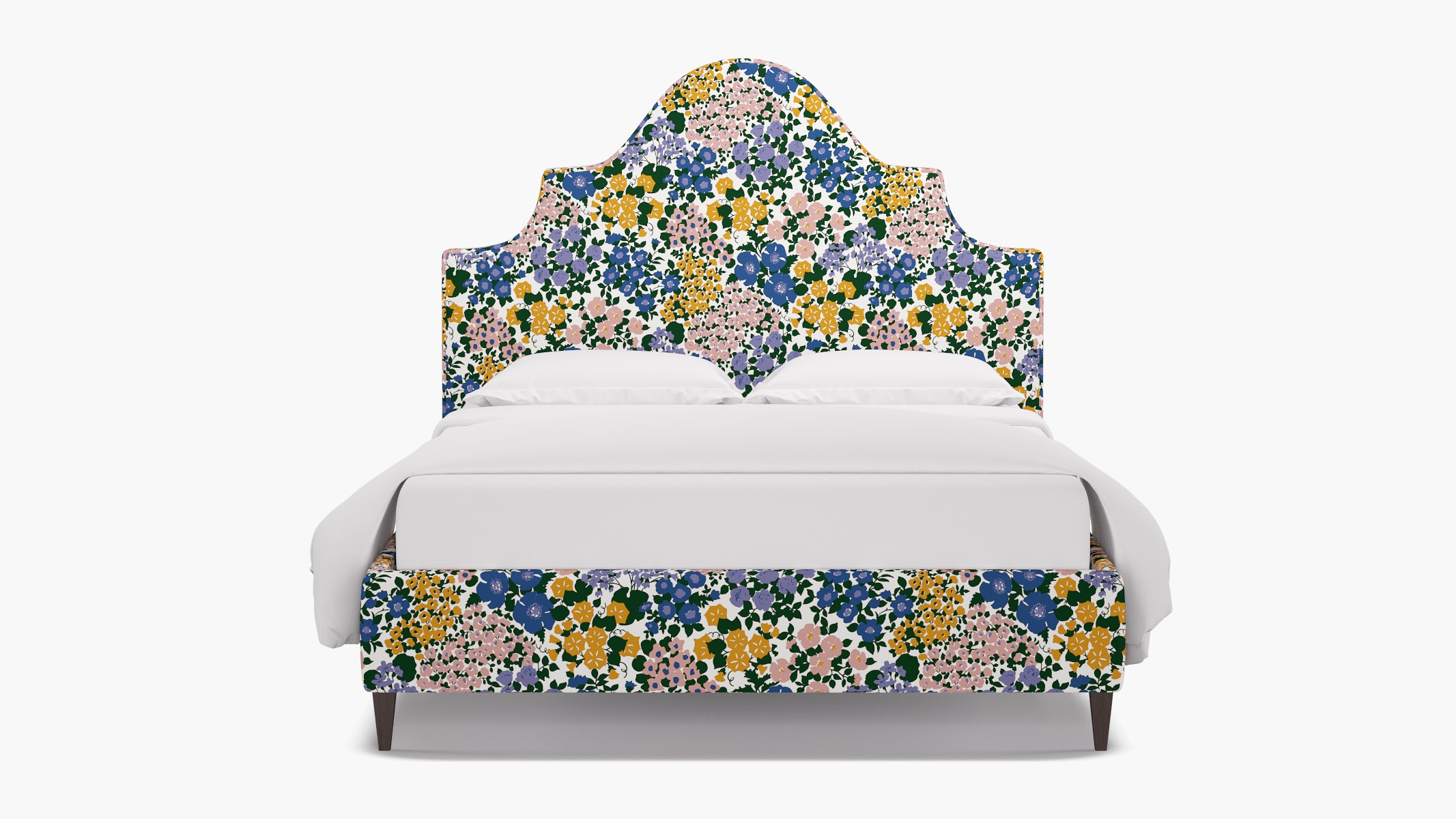 Statement Bed, Lavender Million Flowers, Espresso Square Tapered Leg, King - Image 0