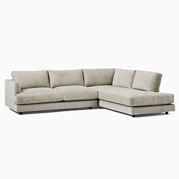 Haven Bench Sectional Set 38: Right Arm Sofa Bench, Left Arm Terminal Chaise, Trillium, Performance Velvet, Petrol, Concealed Supports - Image 3