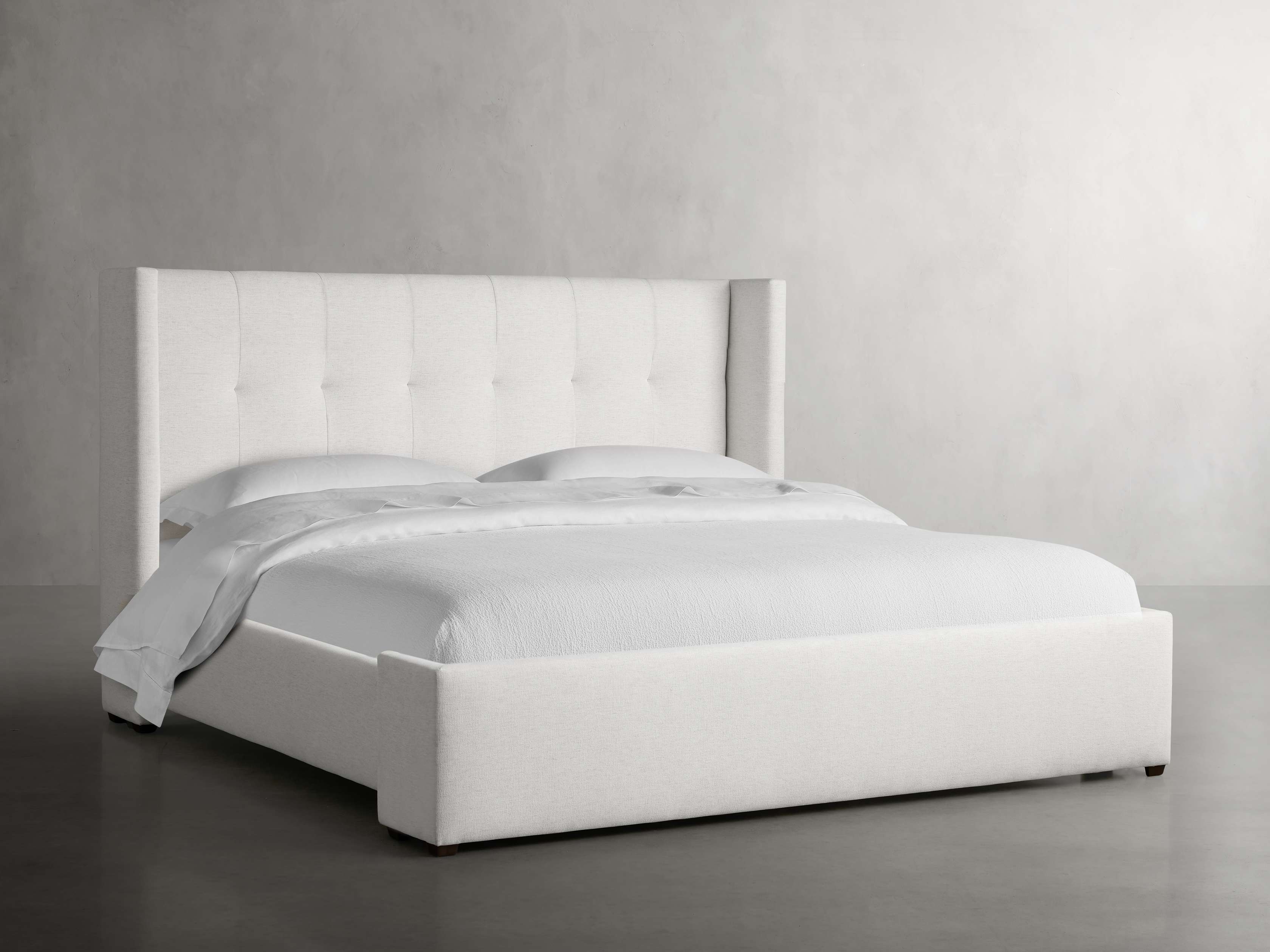 Wyller Box-Tufted Bed with Low Footboard in Upholstered Queen None  Nomad Snow/52" - Image 0