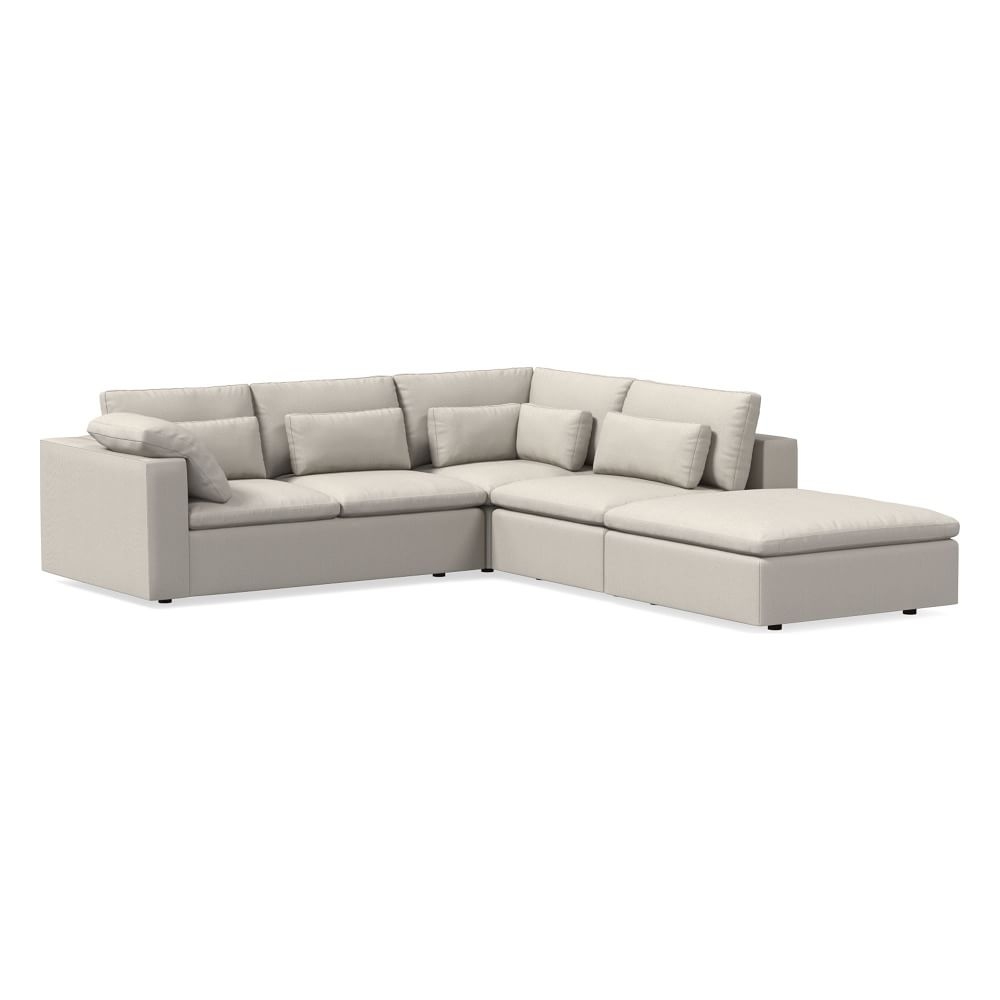 Harmony Modular 121" Right Multi Seat 4-Piece Sectional, Standard Depth, Performance Yarn Dyed Linen Weave, Alabaster - Image 0