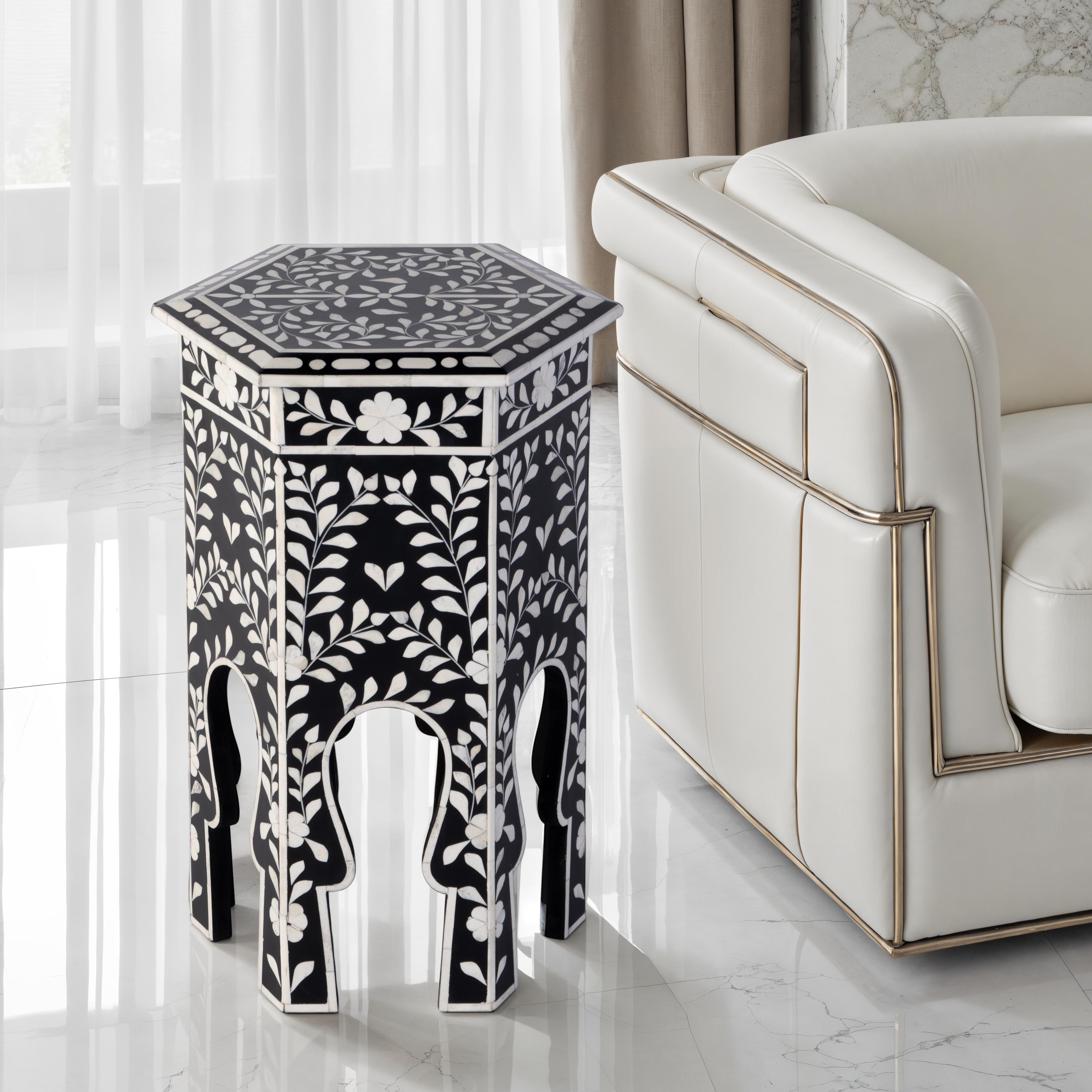 Amaya Black Bone Side Table - Image 3