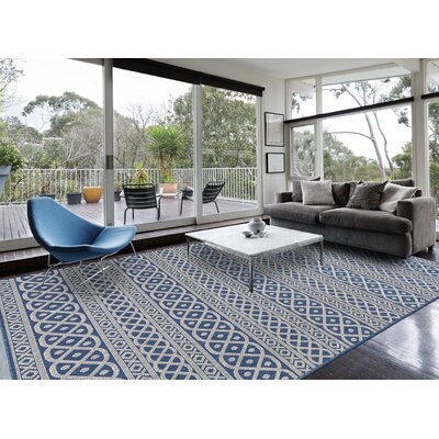 Manderella Geometric Denim Blue Indoor / Outdoor Area Rug - Image 0
