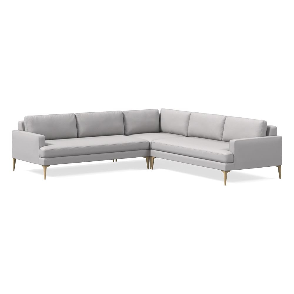 Andes 105" Multi Seat 3-Piece L-Shaped Sectional, Standard Depth, Performance Chenille Tweed, Frost Gray, BB - Image 0