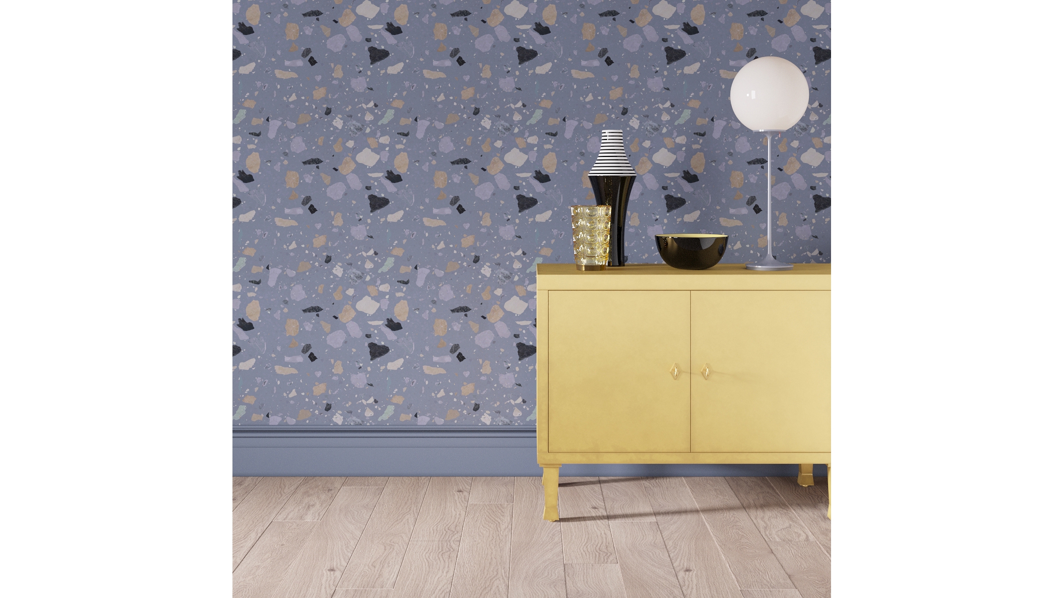 Traditional Wallpaper, Dusty Blue Sperduti - Image 1