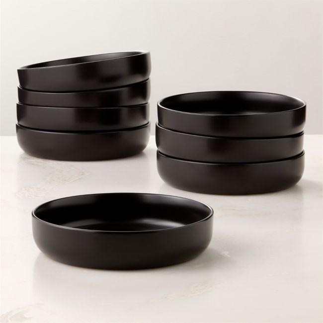 Mori Matte Black Pasta Bowls Set of 8 - Image 0