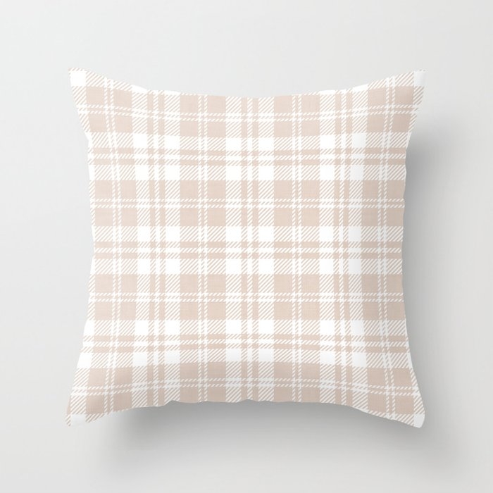 Cozy Plaid In Tan Couch Throw Pillow by Becky Bailey - Cover (16" x 16") with pillow insert - Indoor Pillow - Image 0