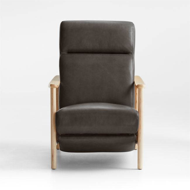 Domingo Leather Reclining Chair with Wood Frame - Image 0