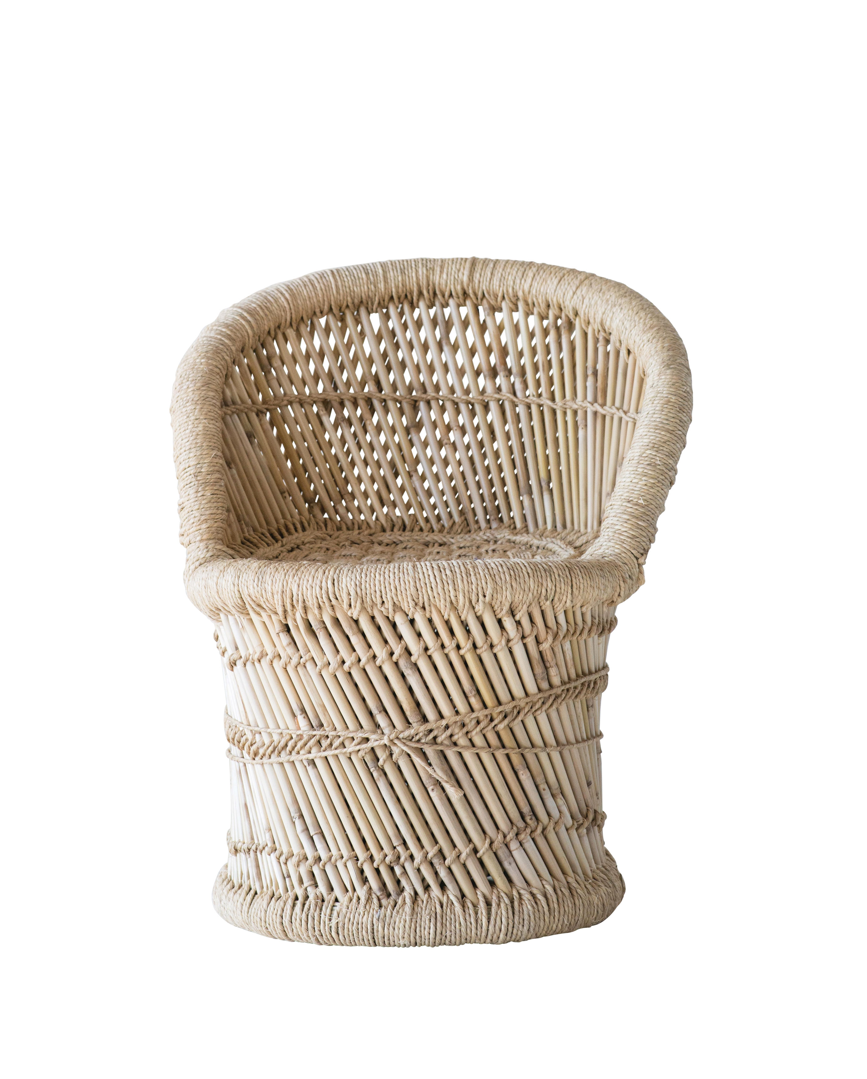 Handwoven Bamboo and Rope Chair, Tan - Image 0