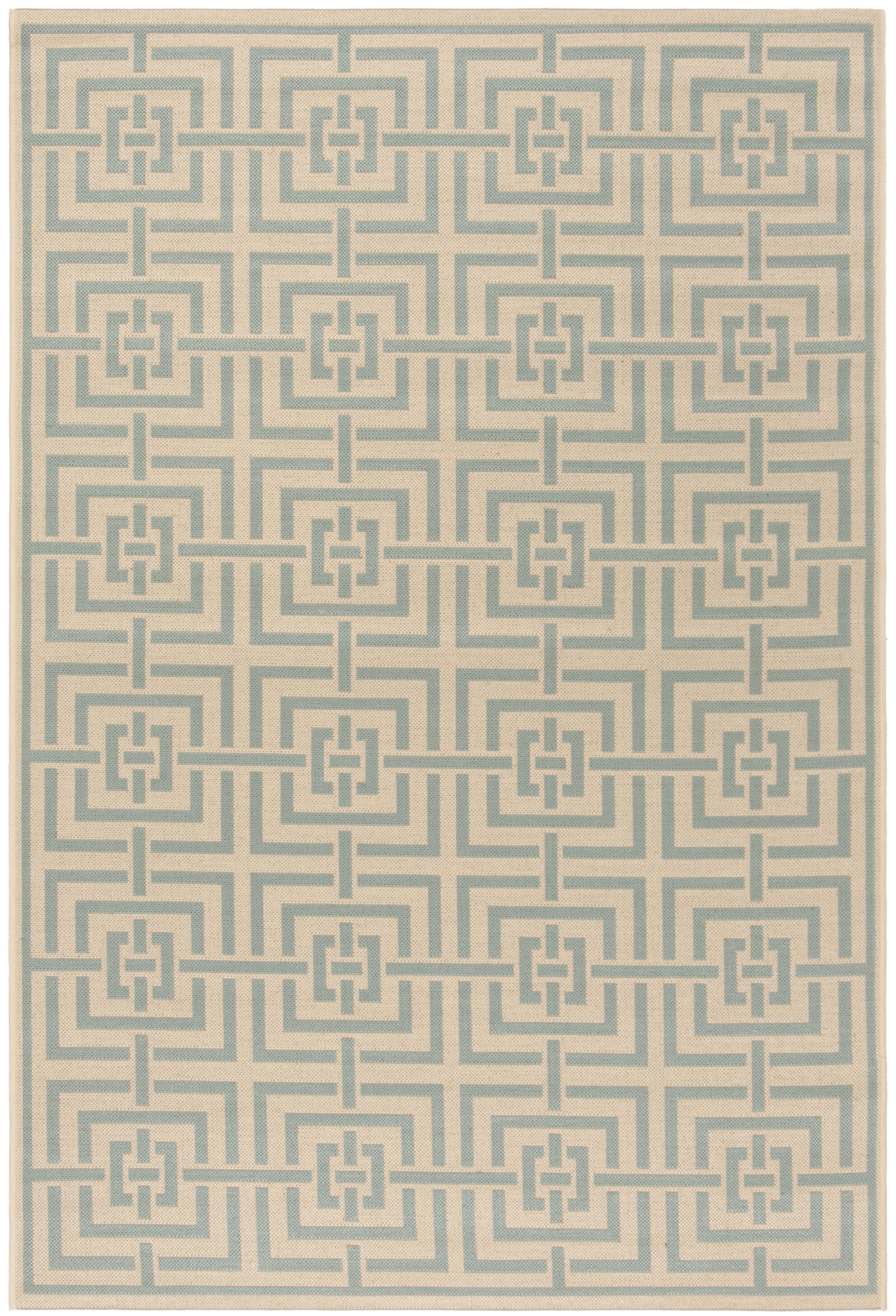 Arlo Home Indoor/Outdoor Woven Area Rug, LND128L, Cream/Aqua,  5' 1" X 7' 6" - Image 0