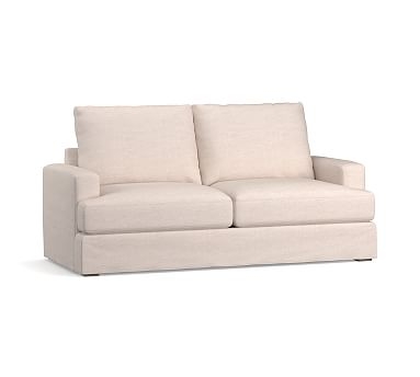 Canyon Square Arm Slipcovered Sofa 82", Down Blend Wrapped Cushions, Performance Slub Cotton Stone - Image 0