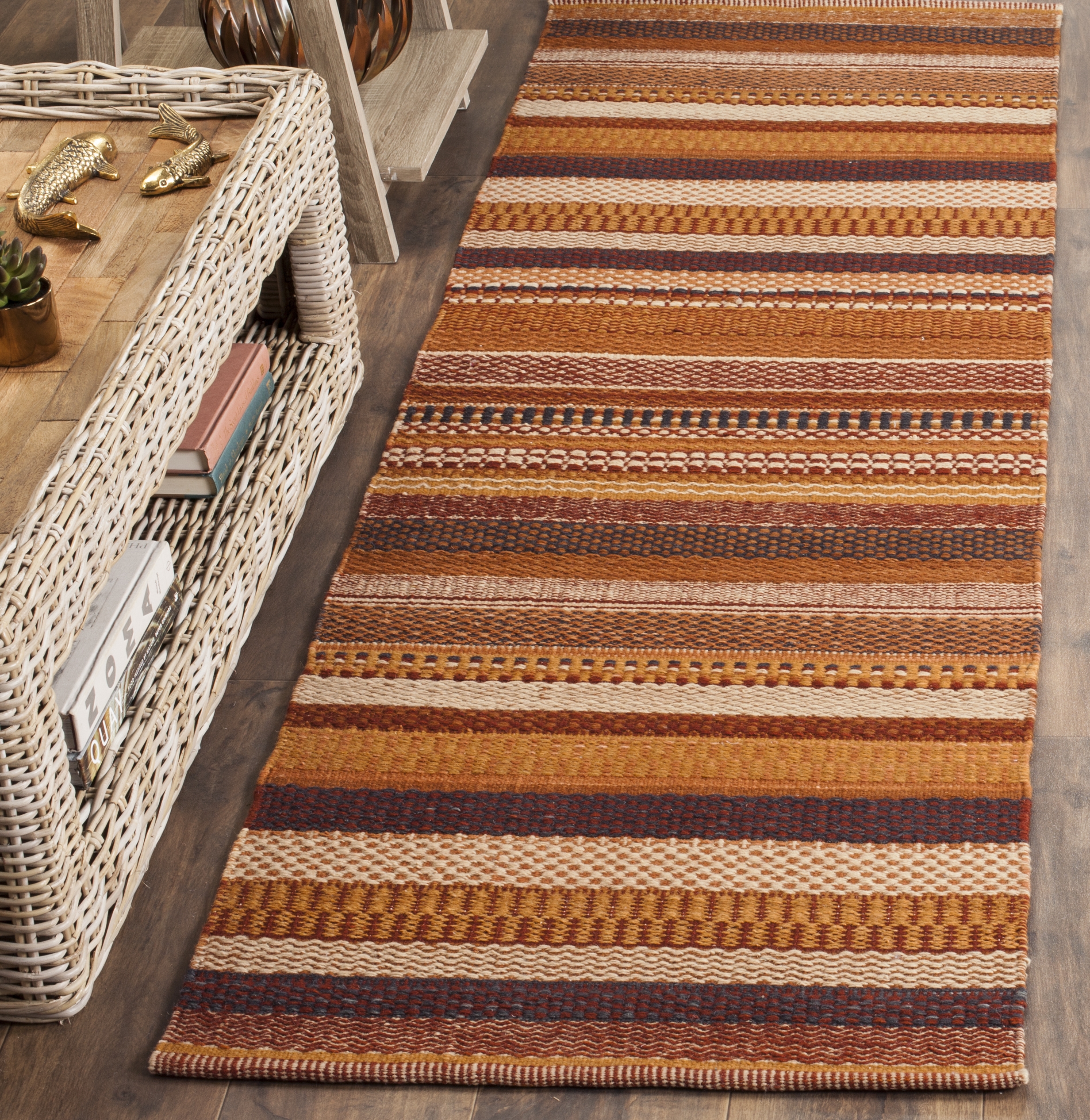 Arlo Home Hand Woven Area Rug, KLM951B, Rust,  2' 3" X 8' - Image 1