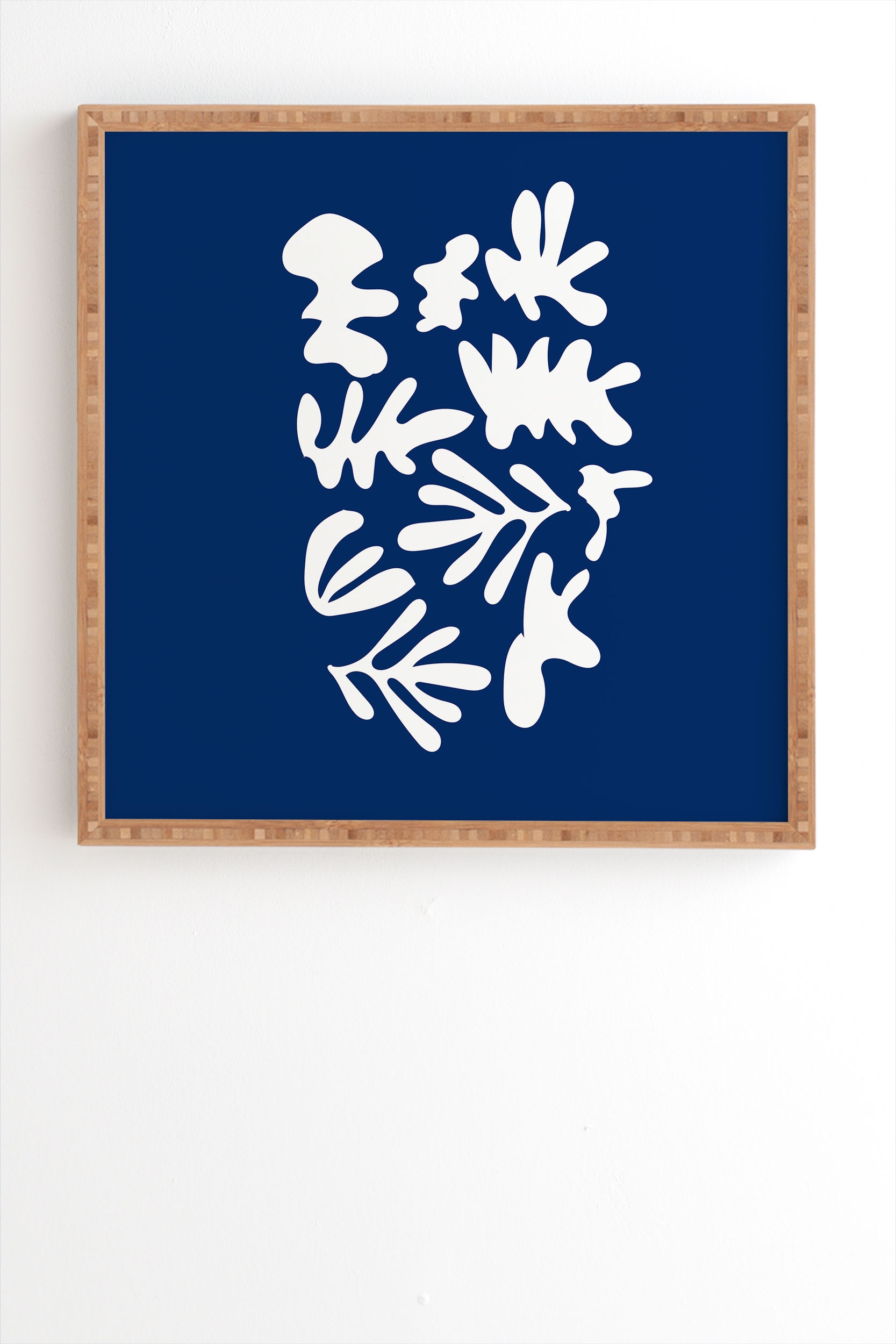 Blue Cut Out by Mambo Art Studio - Framed Wall Art Bamboo 30" x 30" - Image 0