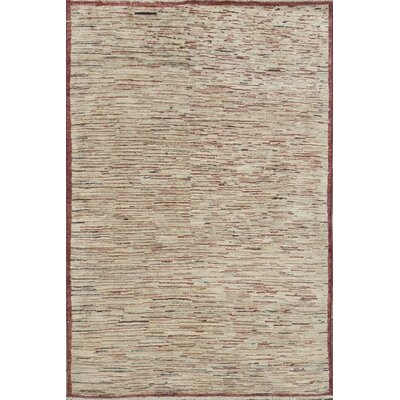 One-of-a-Kind Afghan Hand-Knotted Beige 3'10" x 5'10" Wool Area Rug - Image 0