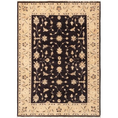 One-of-a-Kind Kali Hand-Knotted Black/Beige 5'7" x 7'9" Wool Area Rug - Image 0