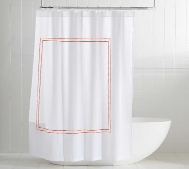 Pearl Embroidered Organic Shower Curtain, 72", Black - Image 4