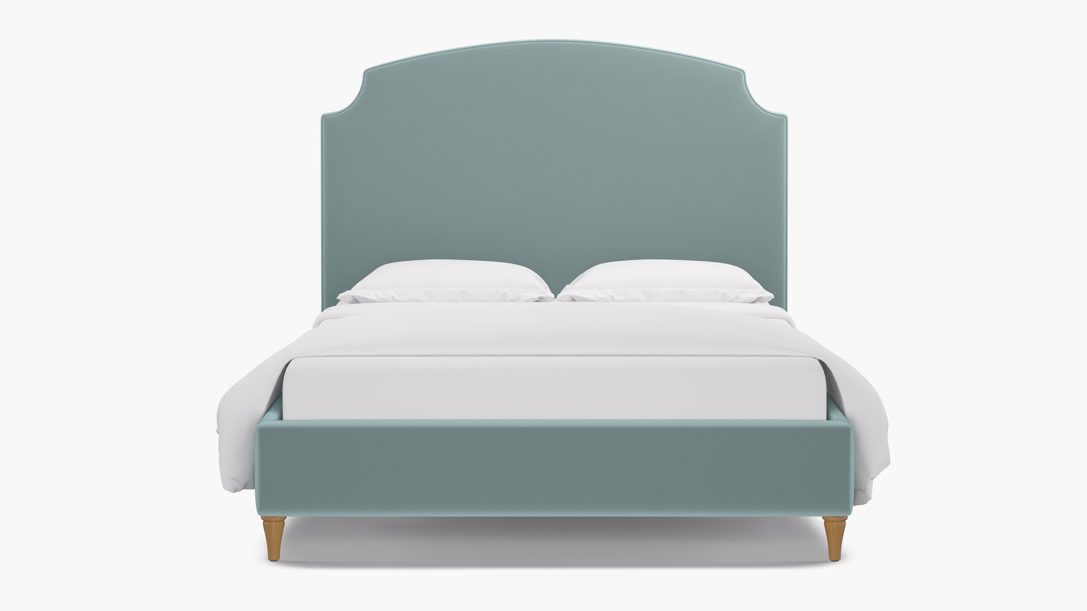 Cove Bed, Spa Performance Plush Velvet, Natural Decorative Tapered Leg, King - Image 0