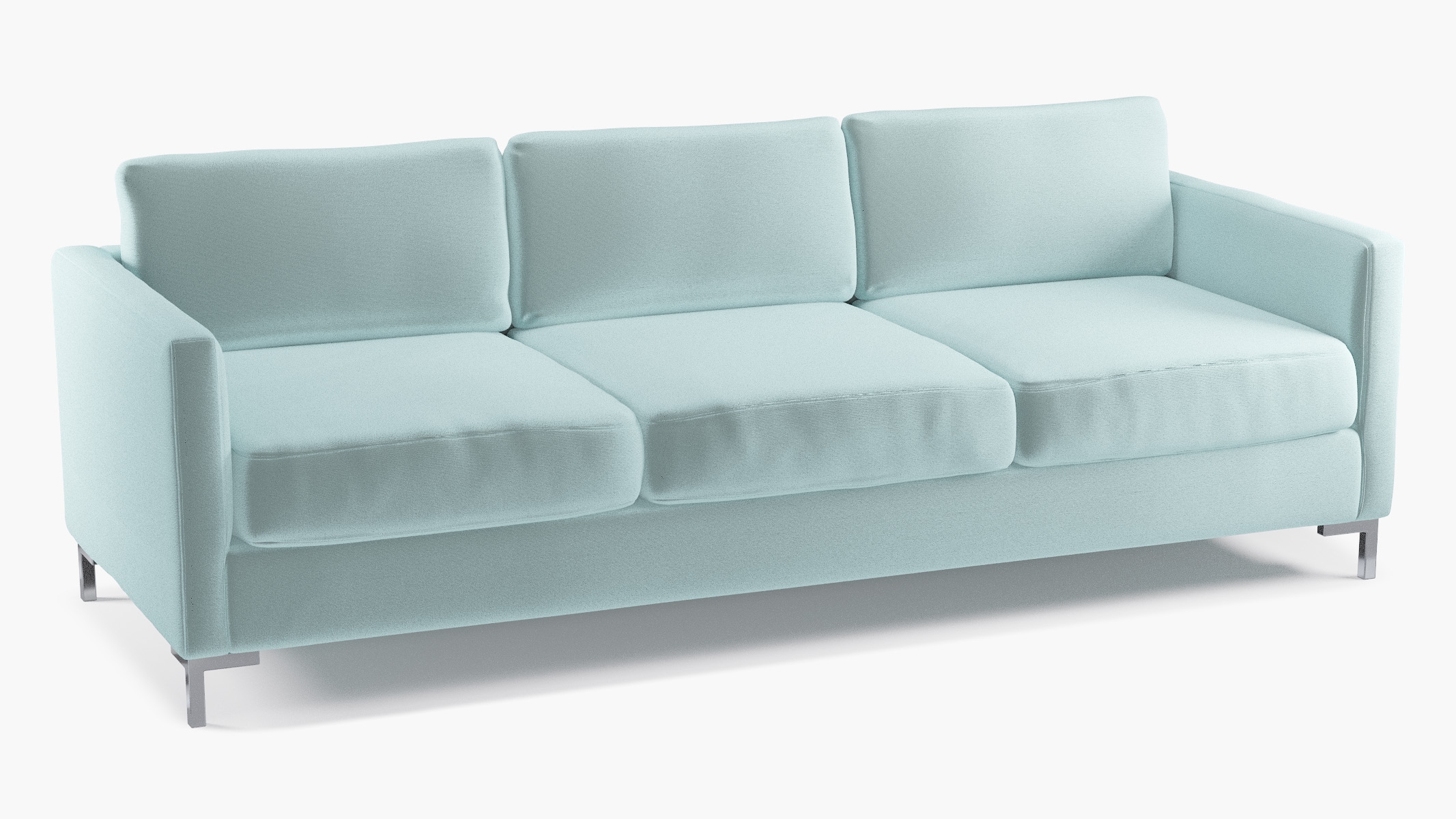 Modern Sofa, Spa Performance Plush Velvet, Chrome L Leg - Image 1
