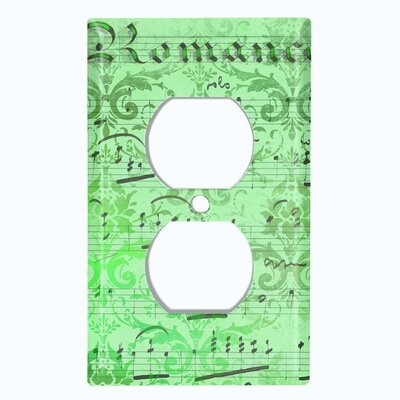 Metal Crosshatch Light Switch Plate Outlet Cover (Music Note Wallpaper Red  - Single Duplex) - Image 0