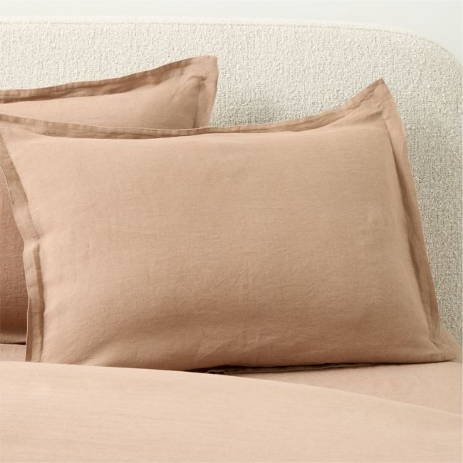 EUROPEAN FLAX™-Certified Linen Tawny Brown Standard Pillow Shams Set of 2 - Image 0