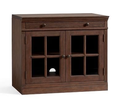 Livingston Double Glass Door Cabinet with Top, Dusty Charcoal - Image 4