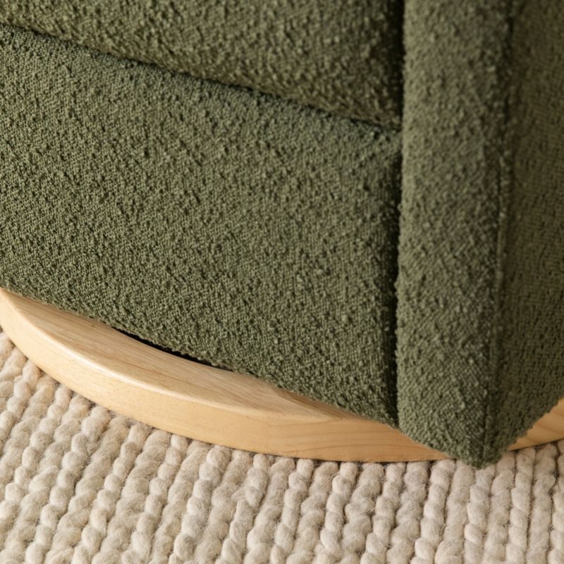 Babyletto Kiwi Olive Green Boucle Nursery Power Glider Recliner Chair with Light Wood Base - Image 4