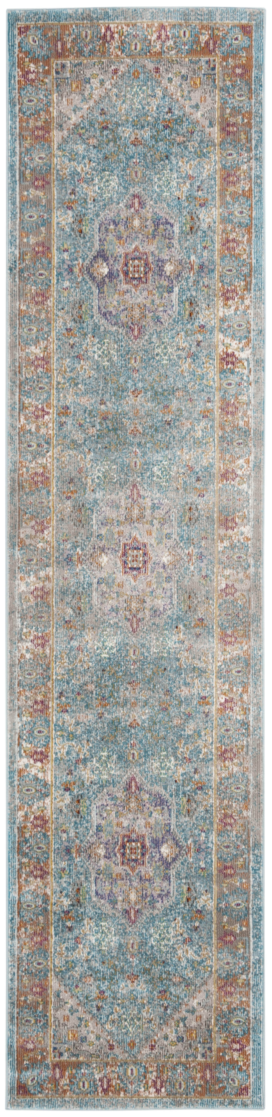Arlo Home Woven Area Rug, ARA100B, Blue/Cream,  2' X 12' - Image 0
