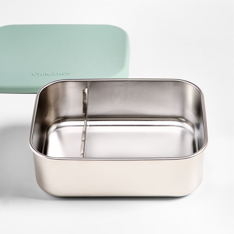 Green Stainless Steel Dual Compartment Lunch Container - Image 5