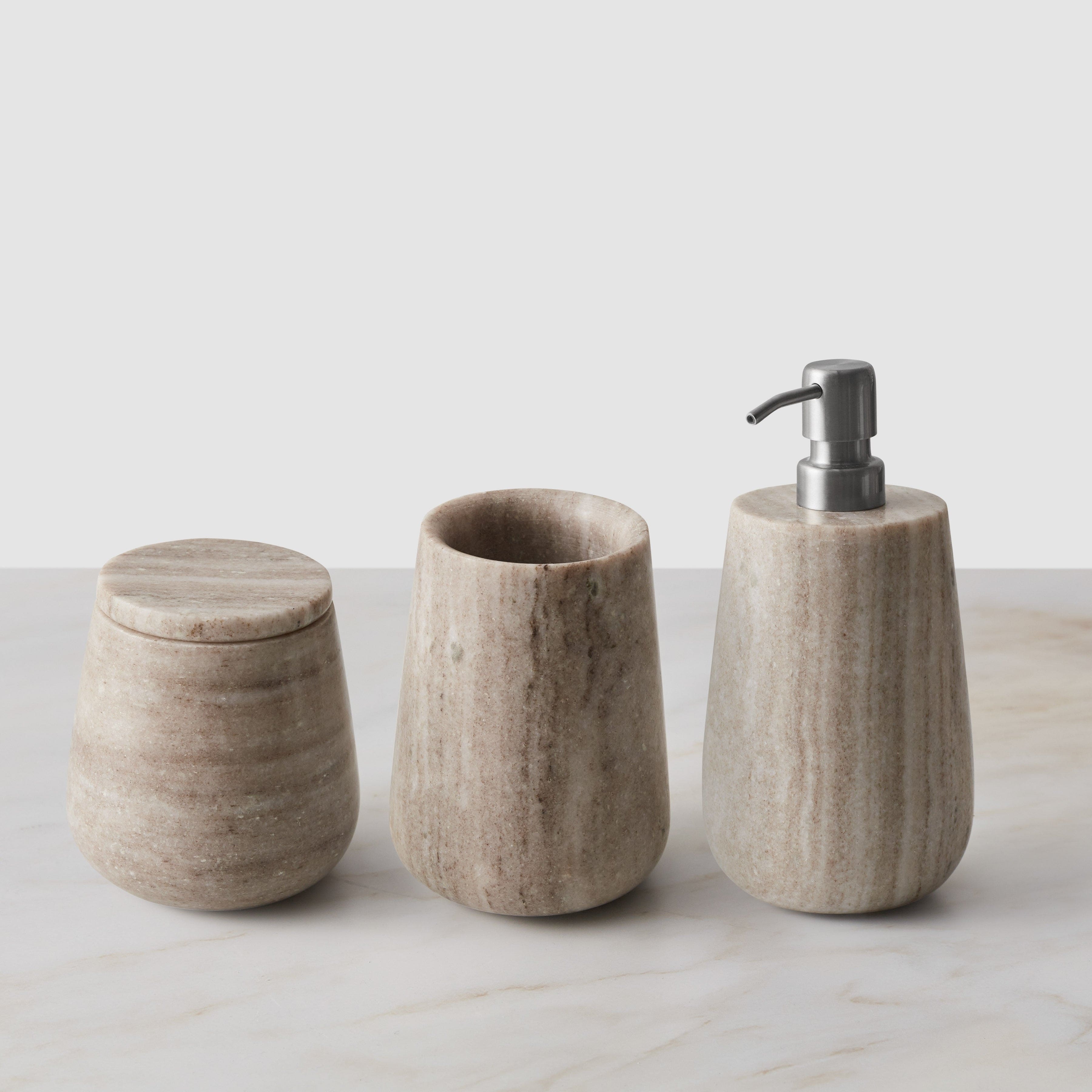 The Citizenry Riya Marble Bath Accessory Set | Natural - Image 1