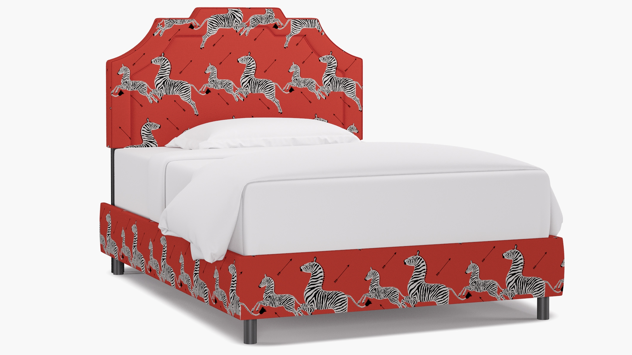 Art Deco Bed, Coral Zebra, Full - Image 1