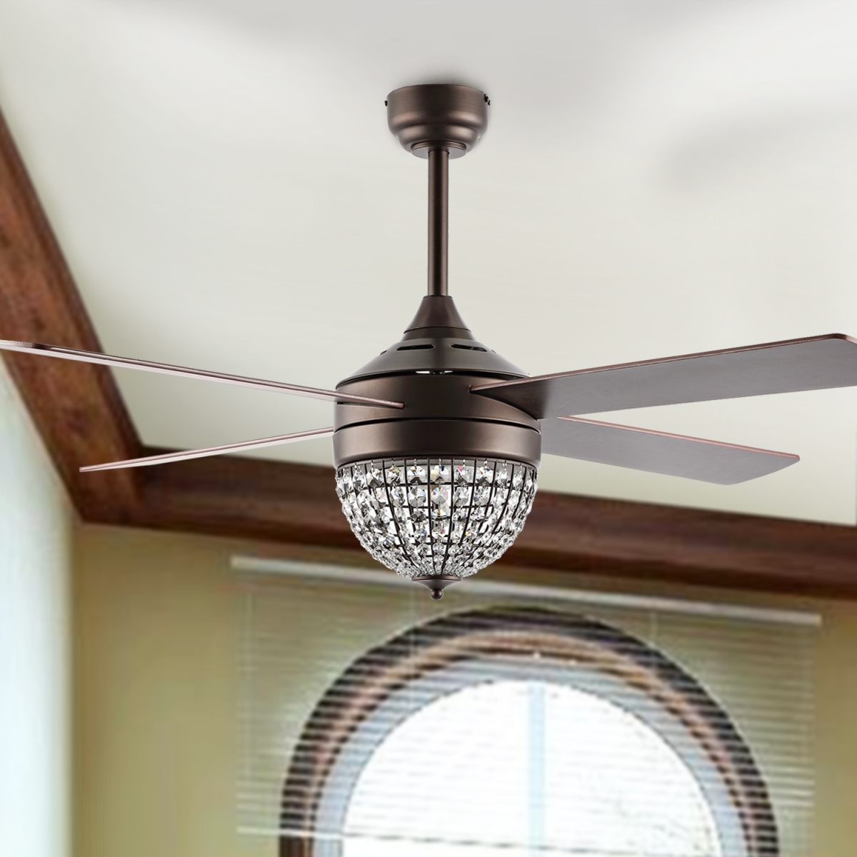 Crista 3Lt 48" Ceiling Fan - Oil Rub Bronze/Clear - Safavieh - Image 3
