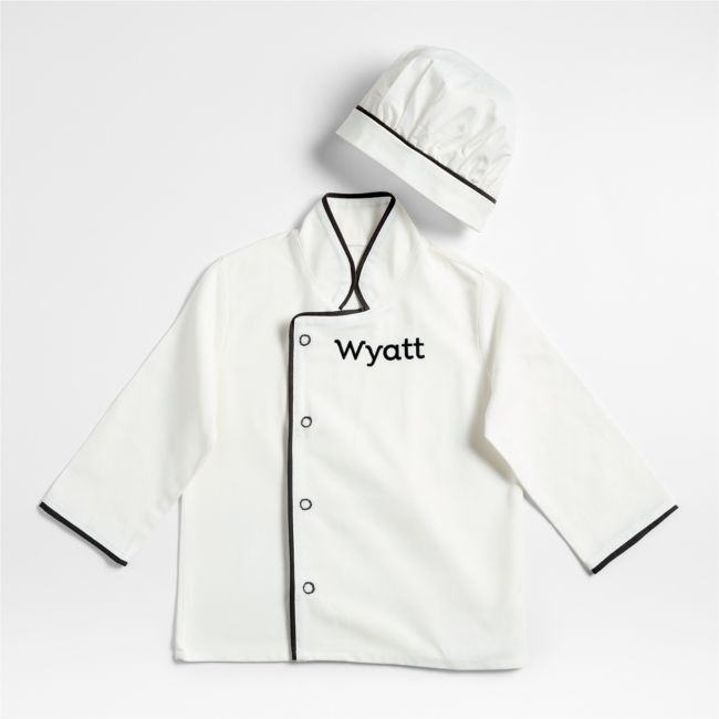 Black and White Kids Chef Coat and Hat Set - Image 0