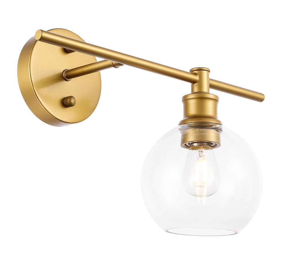 Collem Single Sconce, 14.7", Brass And Clear Glass - Image 0