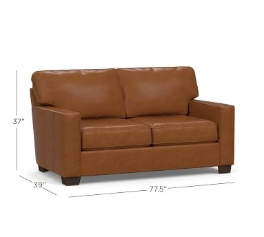 Buchanan Square Arm Leather Sofa 83.5", Polyester Wrapped Cushions, Statesville Toffee - Image 2