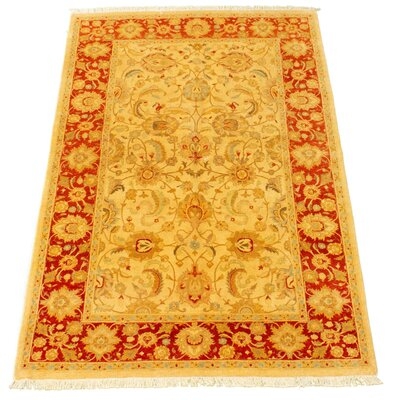 One-of-a-Kind Hand-Knotted New Age Pako Persian 18/20 Red/Brown 4'8" x 7'1" Wool Area Rug - Image 0
