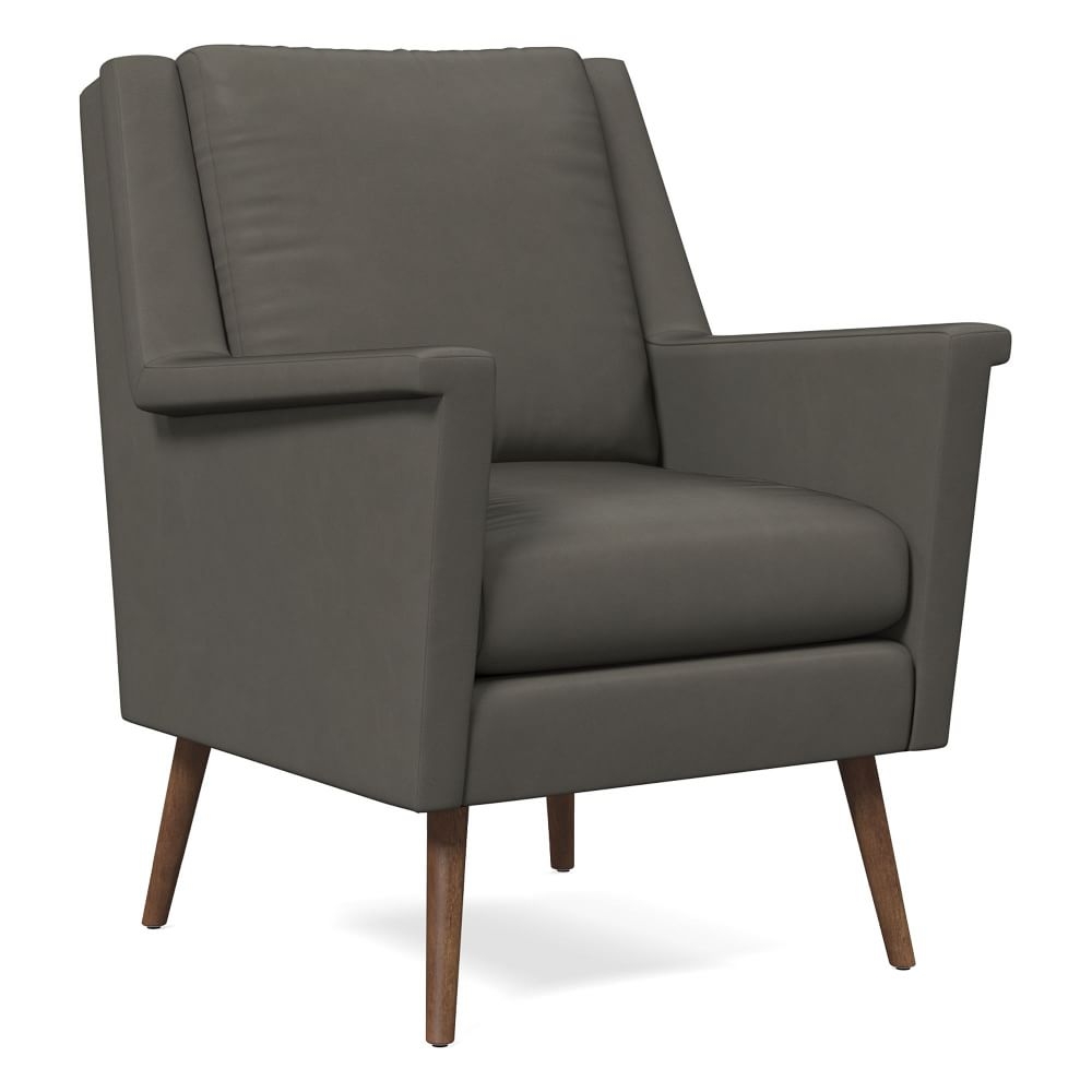 Carlo Mid-Century Chair, Poly, Vegan Leather, Cinder, Pecan - Image 0