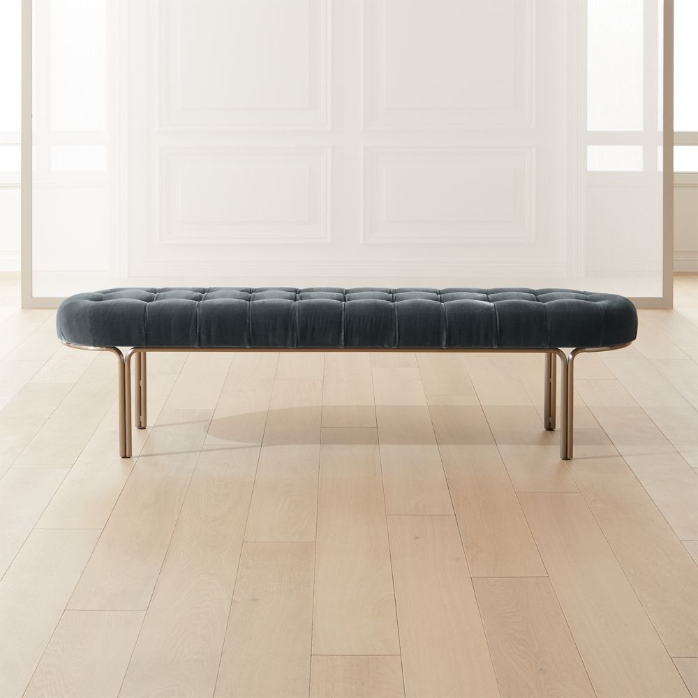 Luxey Tufted Faux Mohair Bench - Image 0