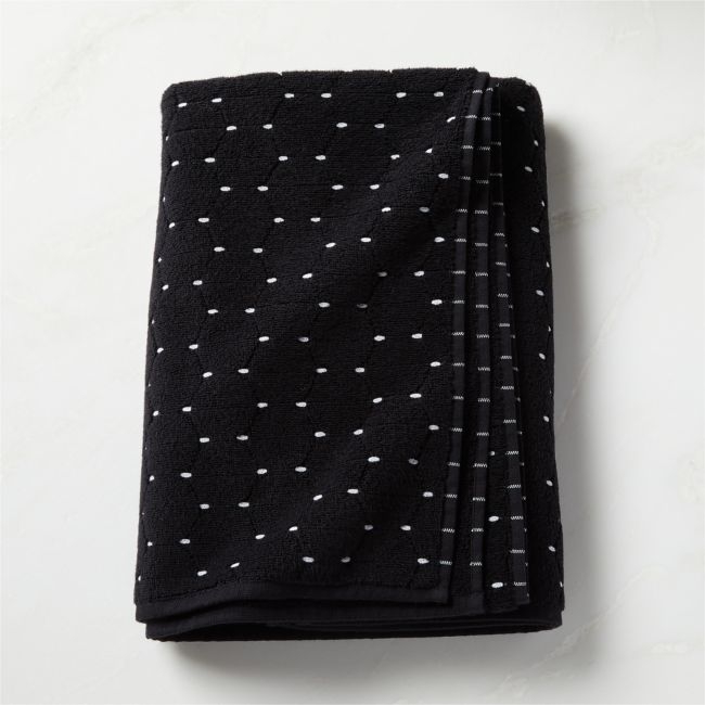 Abbie Organic Cotton Black and White Bath Towel - Image 1