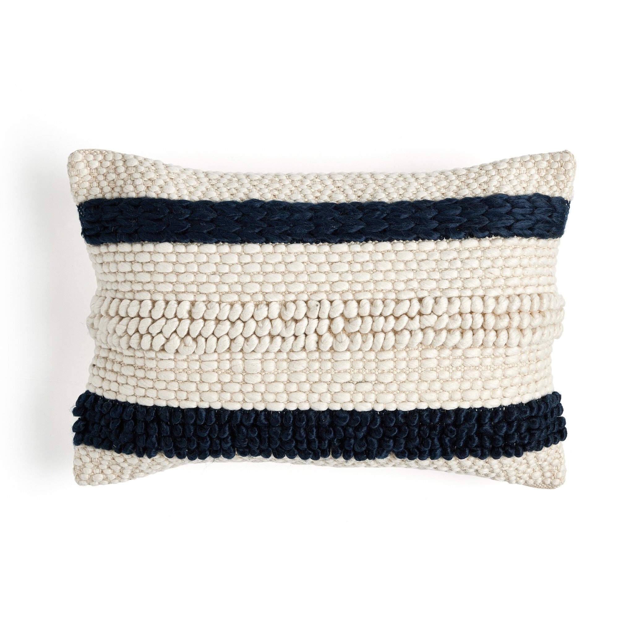 Textured Stripe Pillow - Navy, Natural - Image 0