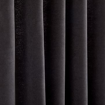 Cotton Velvet Curtain, Slate, 48"x96", Set of 2 - Image 1