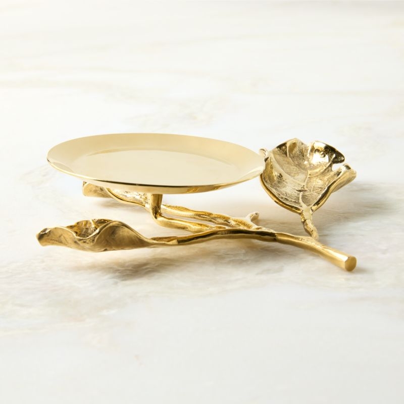 Annona Unlacquered Brass Single Pillar Candle Holder - Image 1