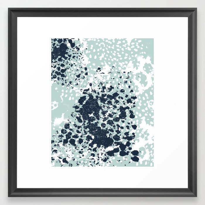 Textured Mint And Blue Abstract Painting Dots Pattern Modern Minimal Art Print Framed Art Print by Charlottewinter - Scoop Black - MEDIUM (Gallery)-22x22 - Image 0