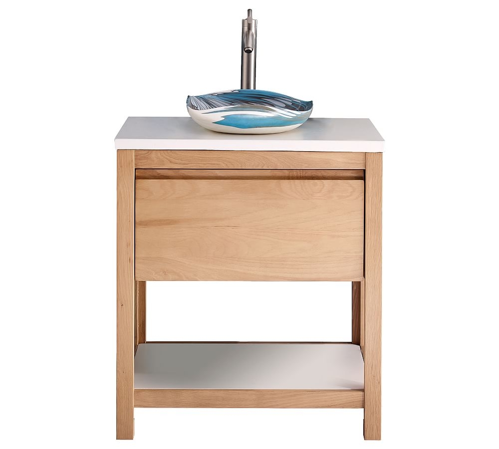 Rilen 30" Hancrafted Single Sink Vanity with Glass Sink, Sunrise/ Pearl - Image 0