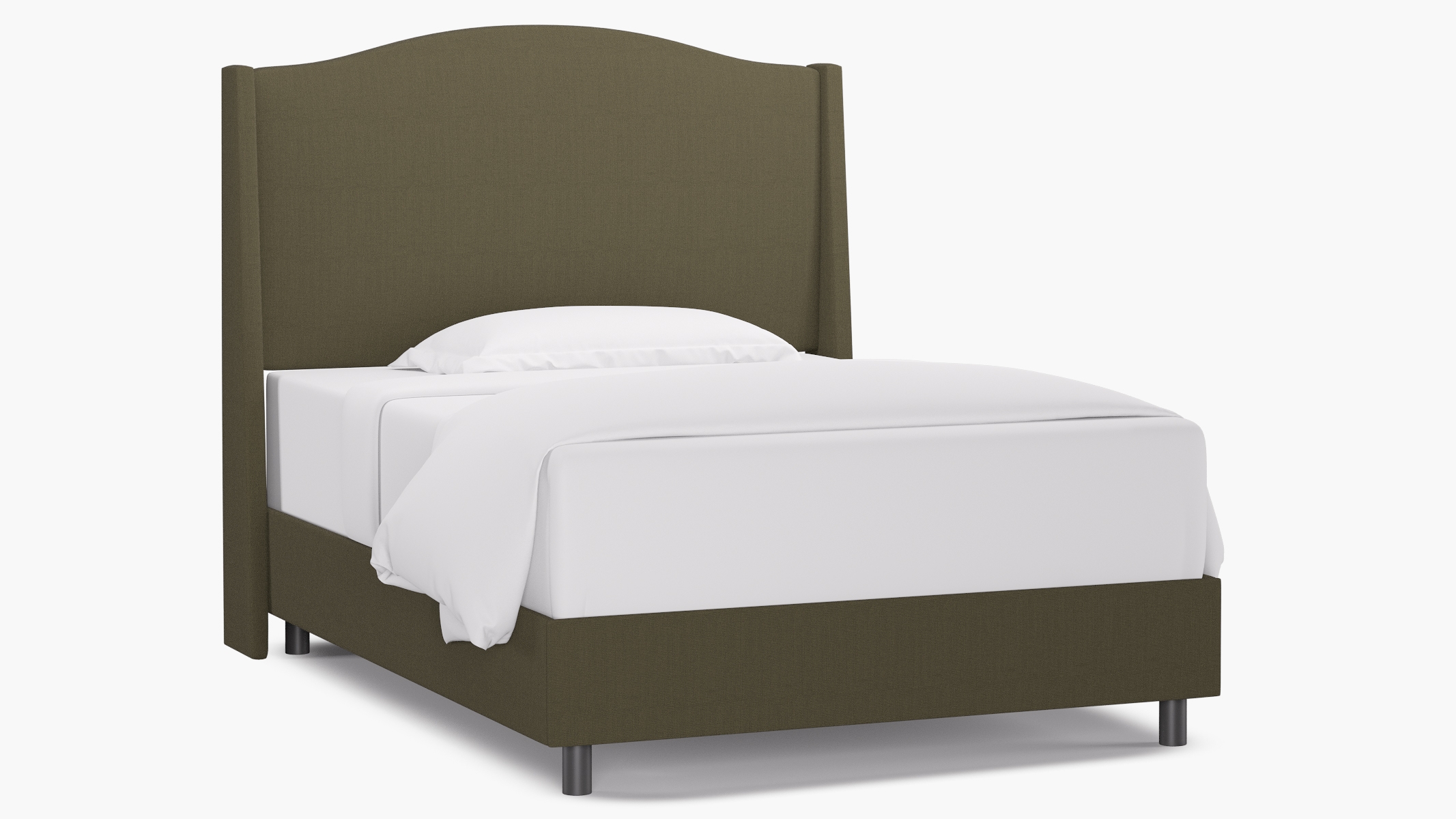 Classic Wingback Bed, Olive Everyday Linen, Full - Image 0